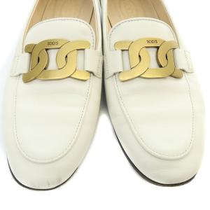 TOD'S KATE レザー ローファー パンプス ローヒール 38 25cm 白 ホワイト