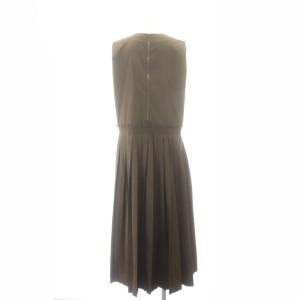 ebure 23AW ポリシルクタフタプリーツワンピース ロング ノースリーブ 36 ブラウン