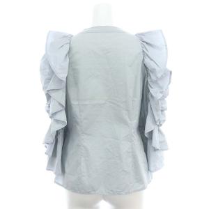 SNIDEL 23SS フロントスリットボウタイブラウス フリル 七分袖 F ライトブルー