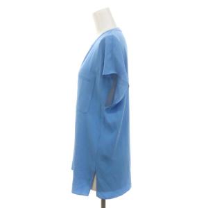 Theory 22AW Powder Crepe PKT Popover N ブラウス フレンチスリーブ スキッパー S 水色