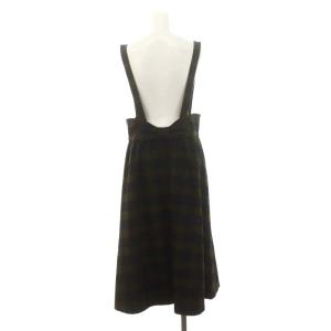 franche lippée Black チェック ウーリーギャザースカート ジャンスカ ミモレ ロング M 紺 ネイビー カーキ