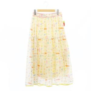 ミニチュアコレクタースカート ロング フレア レース 総柄 M アイボリー マルチカラー /NR OS