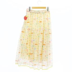 Cherir la femme ミニチュアコレクタースカート ロング フレア レース 総柄 M アイボリー マルチカラー /NR OS