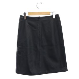 agnes b. シープレザー ショートスカート 台形 膝丈 36 黒 ブラック