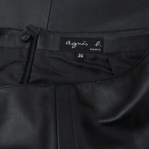 agnes b. シープレザー ショートスカート 台形 膝丈 36 黒 ブラック