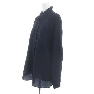 Spick&Span 23AW コットンシルクビエラシャツ 長袖 前開き シルク混 紺 ネイビー