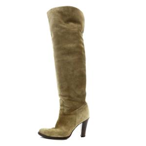 Ralph Lauren COLLECTION スエード ロングブーツ チャンキーヒール 7 24?p ベージュ