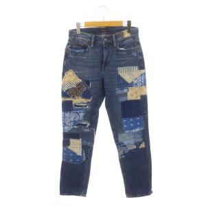 THE AVERY BOYFRIEND パッチワーク デニムパンツ ジーンズ ダメージ加工 25R 青 ブルー