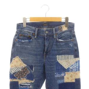 POLO RALPH LAUREN THE AVERY BOYFRIEND パッチワーク デニムパンツ ジーンズ ダメージ加工 25R 青 ブルー