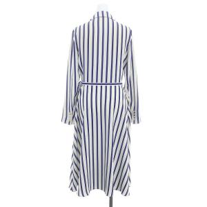 POLO RALPH LAUREN ストライプ カシュクールワンピース ラップワンピース ロング 長袖 0 白 青 ホワイト ブルー