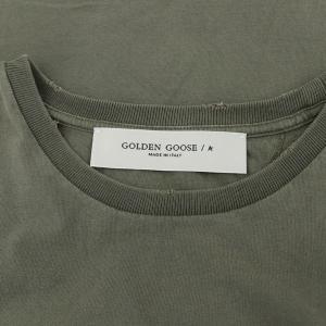 GOLDEN GOOSE LOGO Tシャツ Deuxieme Classe取扱 カットソー 半袖 クルーネック ダメージ加工 パンチング カーキ