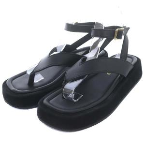 トングサンダル レザーストラップ 厚底 37 23.5cm 黒 ブラック /AT OS