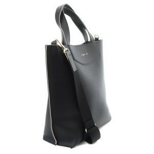 agnes b. トートバッグ ショルダーバッグ 2way レザー 黒 ブラック