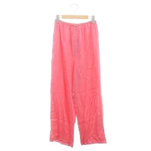 ビスコースレーヨン サテンパンツ ストレート イージー XS ピンク /DF OS
