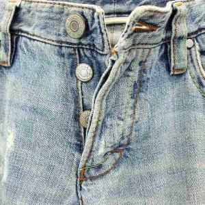 DSQUARED2 TWINSクラッシュ加工デニムパンツ ジーンズ ボタンフライ ロゴボタン 44 青 ブルー /CX OS
