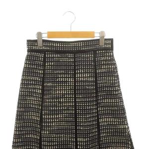 ADORE モノトーン ジャガード スカート ロング マキシ丈 プリーツ 38 黒 白 ブラック ホワイト