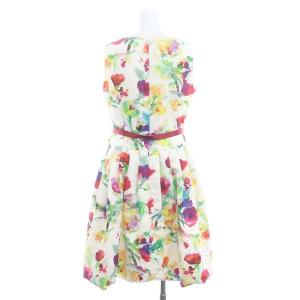 M'S GRACY 花柄 ノースリーブワンピース ロング 40 L 白 ホワイト マルチカラー