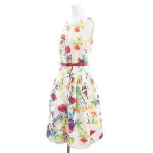 M'S GRACY 花柄 ノースリーブワンピース ロング 40 L 白 ホワイト マルチカラー