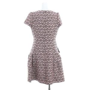 M'S GRACY ハート リボン ワンピース ロング ミモレ 半袖 40 L ピンク 黒 ブラック