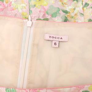 TOCCA 刺繍スクエアネックワンピース 膝丈 フレンチスリーブ 6 ライトピンク マルチカラー