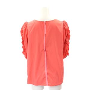 LANVIN en Bleu プリーツフリルブラウススカート セットアップ 上下 38 M 36 S 朱色 /SY OS