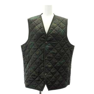 カモフラアニマル柄キルティングベスト ジャケット Vネック 1 カーキ /DO OS