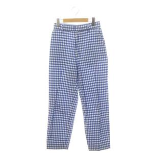 コットン チェックパンツ テーパードパンツ 36 青 白 グレー /DF OS