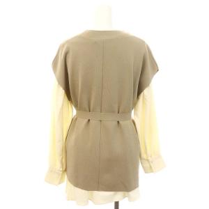 ELENDEEK ASYMME PLEATS BL SET KT セット ブラウス ベスト 長袖 プリーツ Vネック F アイボリー ベージュ