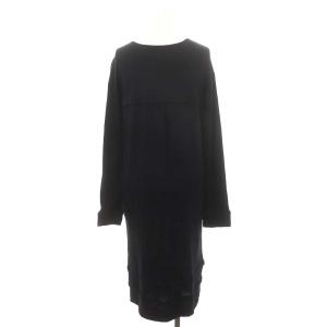 HaaT Vネックワンピース ロング 長袖 ウール 3 紺 ネイビー