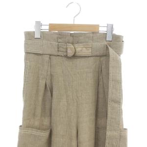 Max Mara ロゴベルト付き カーゴパンツ ワイド リネン 38 ベージュ