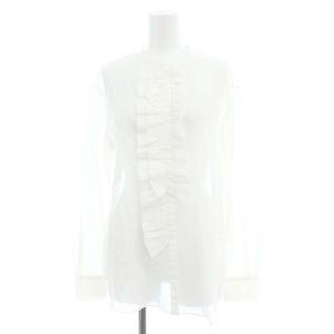 コットン センターフリル ブラウス 長袖 40 白 ホワイト 201304 /MI OS