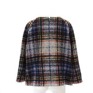 Diagram GRACE CONTINENTAL ウールチェックトップス ニット セーター 七分袖 38 M グレー 黒 ブラック