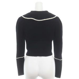 SNIDEL 22AW ビッグカラークロップドニットカーデ カーディガン 長袖 F 黒 白 ブラック ホワイト