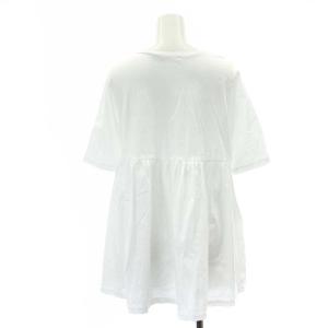yori フレアギャザーカットソー 切替 半袖 F 白 ホワイト /DF OS SH