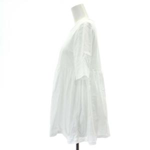 yori フレアギャザーカットソー 切替 半袖 F 白 ホワイト /DF OS SH