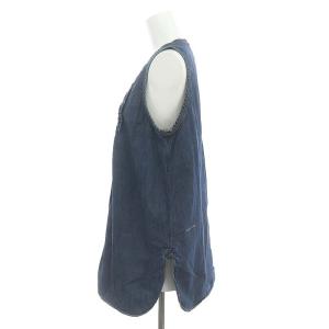 45rpm ゴマデニムのレイレイノースリーブトップ(加工)ブラウス チュニック 青 ブルー