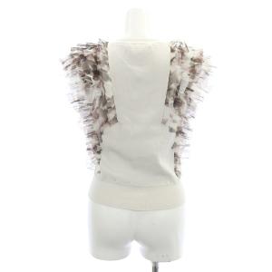 SNIDEL 23AW Susチュールフリルノースリニットベスト 前開き Vネック 切替 F 茶色 ライトグレージュ