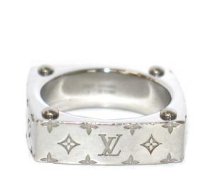 LOUIS VUITTON モノグラム ボールド リング 指輪 スクエア L 20号 シルバーカラー M00695