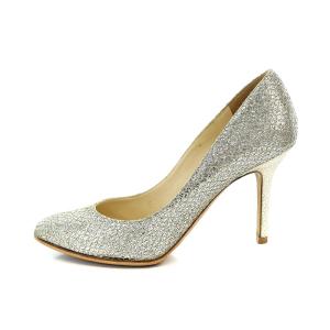 JIMMY CHOO グリッター パンプス ピンヒール ポインテッドトゥ 35.5 22.5cm 銀 シルバー 金 ゴールド