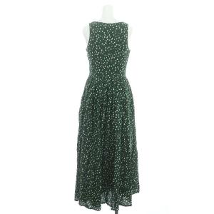 MARIHA 夏のレディのドレス ワンピース ロング マキシ丈 ノースリーブ 総柄 36 緑 白 グリーン ホワイト