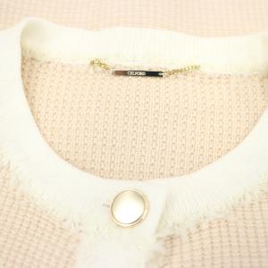 CELFORD 24SS ツイード風ニットカーディガン 長袖 ショート丈 クルーネック F ピンク 白 ホワイト