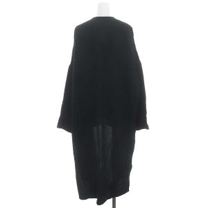 TRAVAIL MANUEL リネンレーヨンポプリンライトローブ カーディガン ロング 長袖 黒 ブラック /HK OS