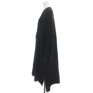 TRAVAIL MANUEL リネンレーヨンポプリンライトローブ カーディガン ロング 長袖 黒 ブラック /HK OS