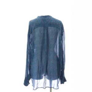 ISABEL MARANT ETOILE マルチプリントシャツ ブラウス 長袖 バンドカラー シアー シースルー 34 XS 青 ブルー系