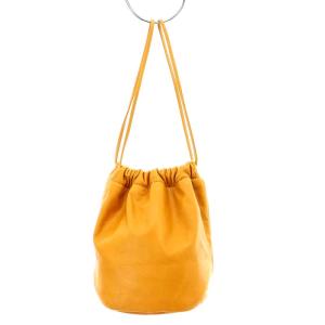 Scye Soft Leather Drawstring Bag 巾着バッグ 牛革 ソフトレザー パッチポケット 茶 ブラウン