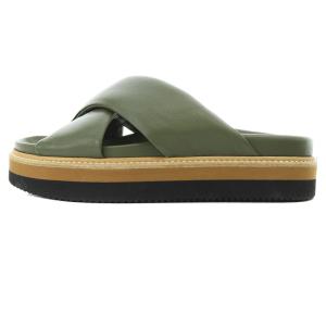 Scye ナッパアッパー Nappa Tomaia サンダル レザー 38 24.5cm 緑 グリーン