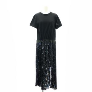 ギャラクシープリントプリーツドッキングワンピース 2 ブラック