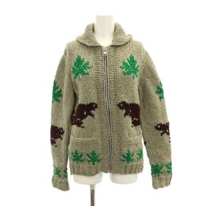コムデギャルソン AD2004 カウチンニットブルゾン ニットジャケット ジップアップ グレー 茶色 緑