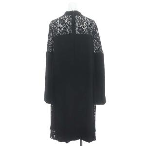 Lois CRAYON レースワンピース ひざ丈 長袖 M 黒 ブラック
