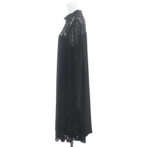 Lois CRAYON レースワンピース ひざ丈 長袖 M 黒 ブラック